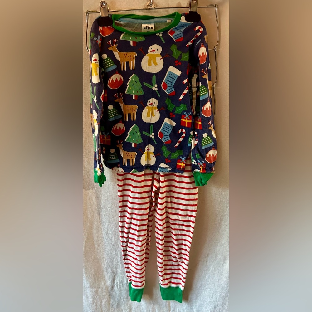 Mini Boden Snug Holiday Pajama Set - Blue Red 8 Unisex Christmas PJs